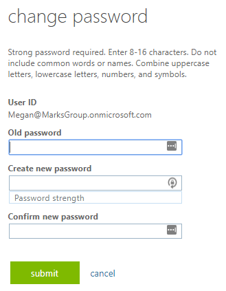 Office 365: Change your Office 365 Password - The Marks Group | Small  Business Consulting | CRM Consultancy