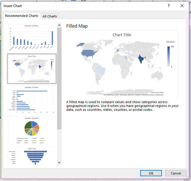 Map Charts Need Geographical Data Such As Country Region