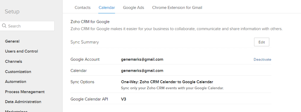 Zoho CRM Calendar