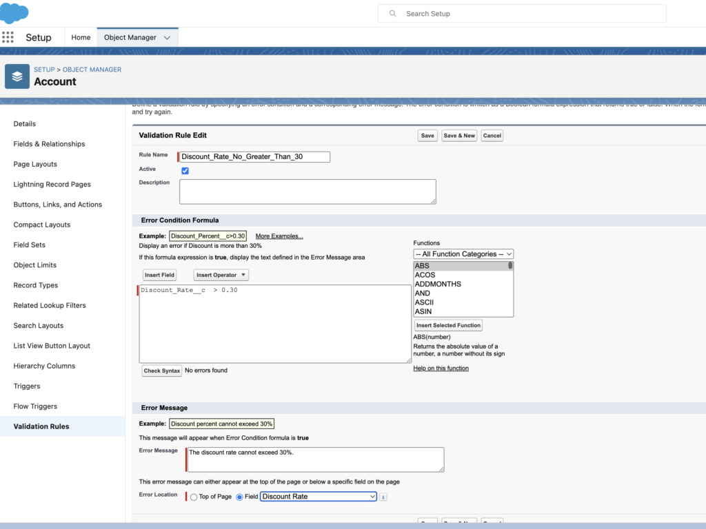 salesforce validation rule