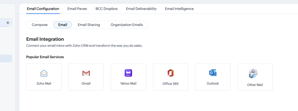 zoho crm email integration