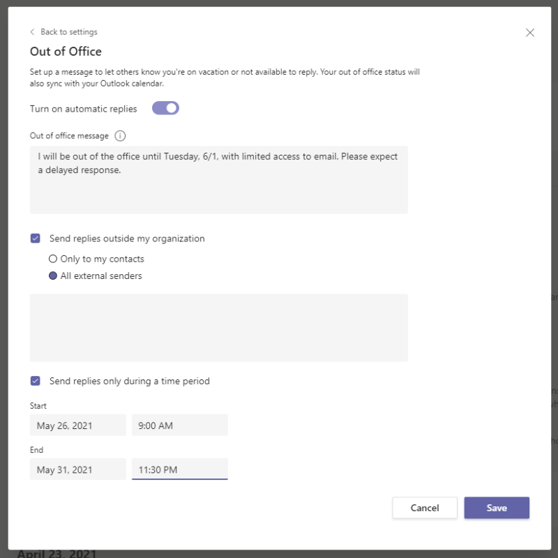Microsoft Teams: Set an Out of Office Message - The Marks Group | Small