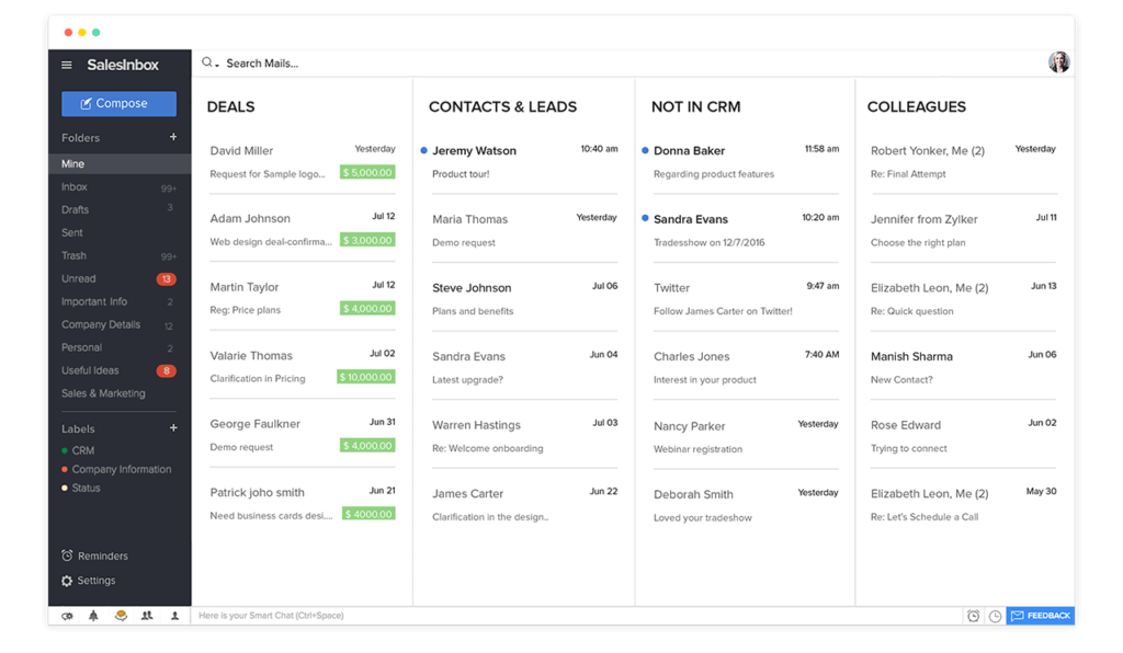 Zoho CRM SalesInbox