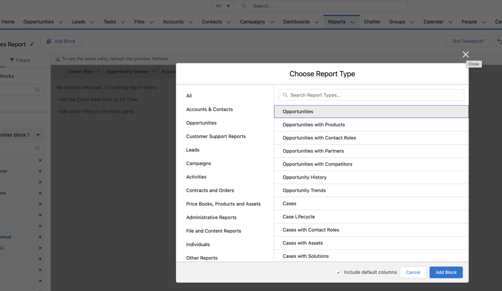 joined report in salesforce