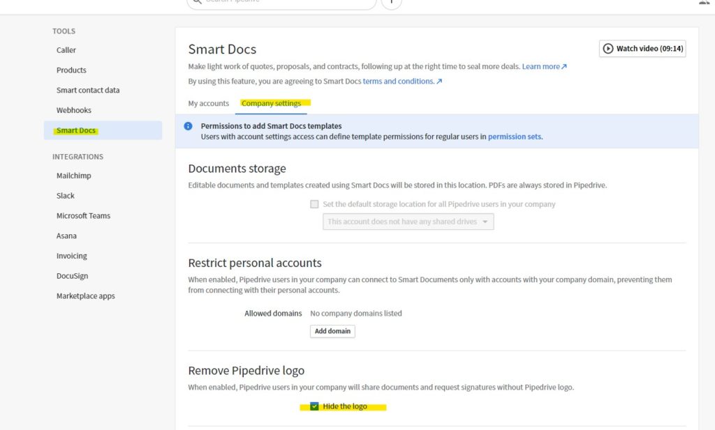 Pipedrive: Remove Pipedrive Branding from Smart Docs - The Marks Group ...