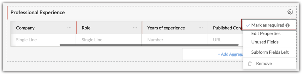 Zoho CRM Subform