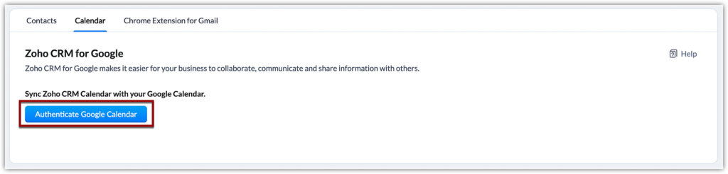 sync zoho crm and google calendar