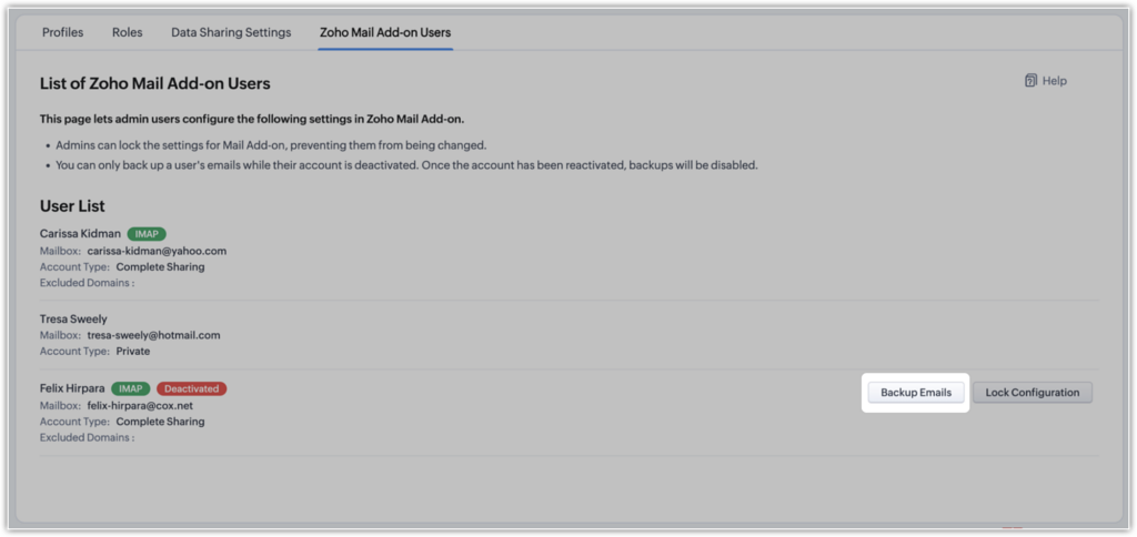Zoho CRM Email Backup